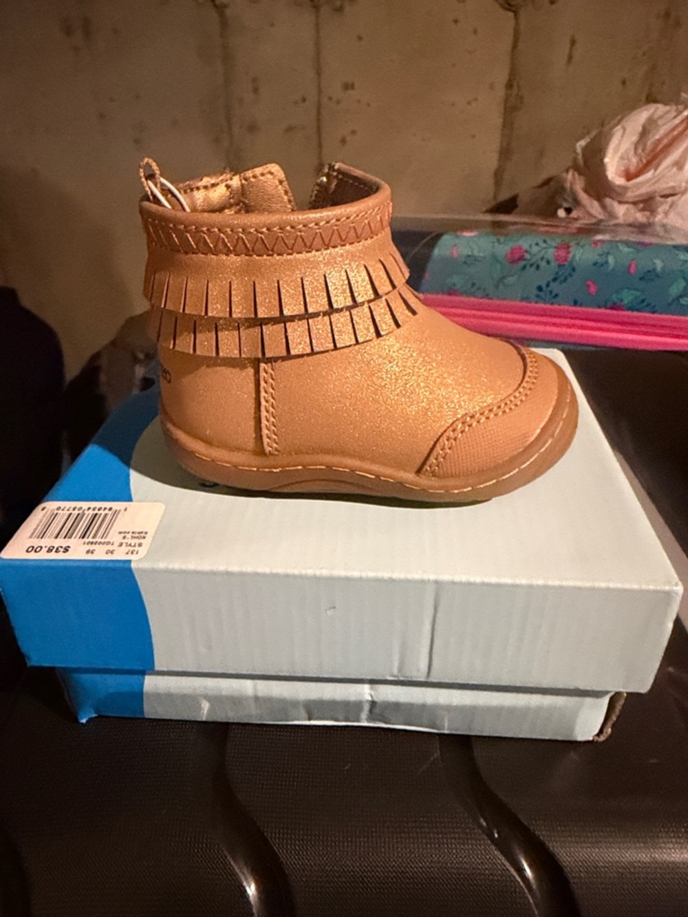 Stride Rite Toddler Fringe Ankle Boots in Tan